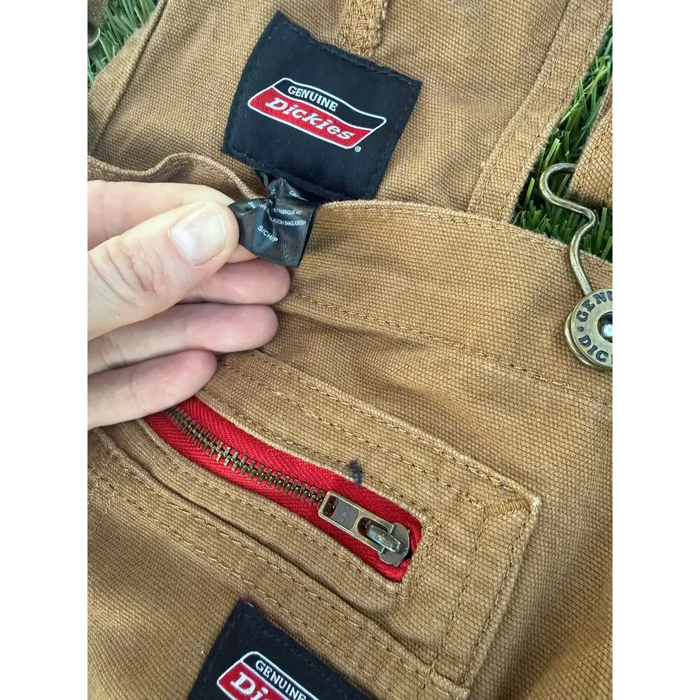 Dickies Brown Duck Canvas Bib Overalls Mens Small Workwear Utility P373916
